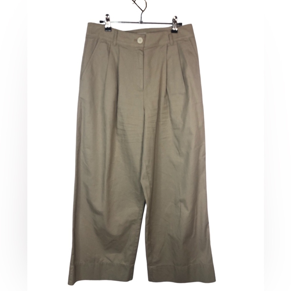 LOFT Wide Leg Pants Pleated Trousers in Khaki